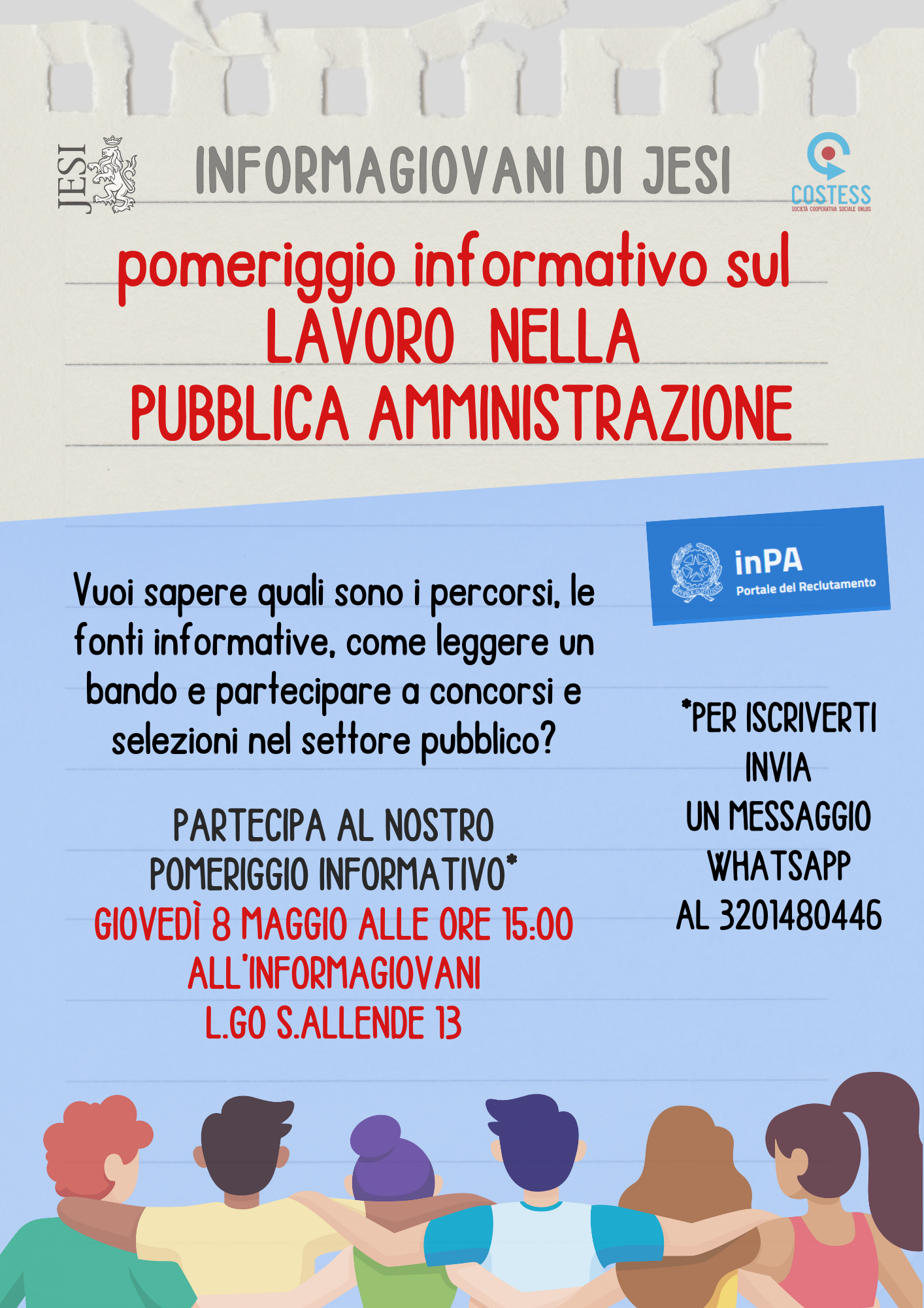 Locandina pomeriggio informativo sul lavoro nella Pubblica Amministrazione